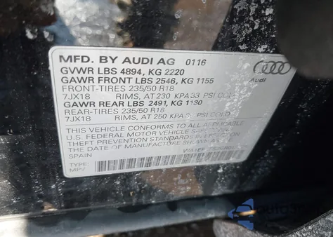 2016 Audi Q3 2.0T Premium Plus from USA, damaged, VIN WA1EFCFS3GR015929